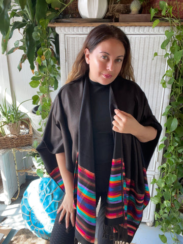 Inca Kimono poncho scarf (dark brown)