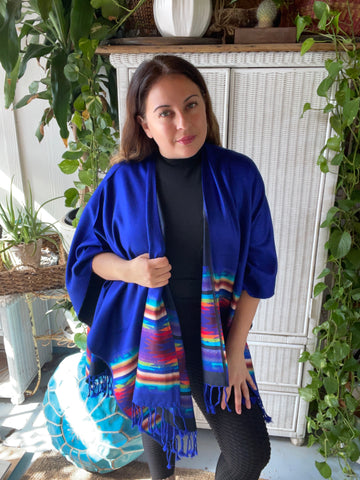 Inca Kimono poncho scarf (blue)