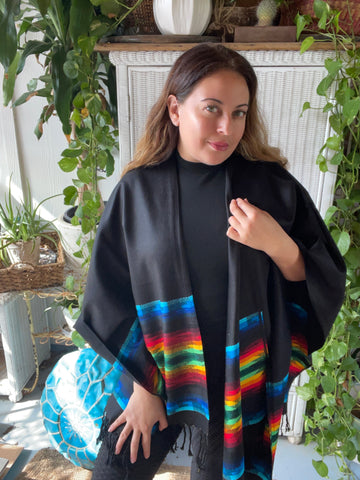 Inca Kimono poncho scarf (black)