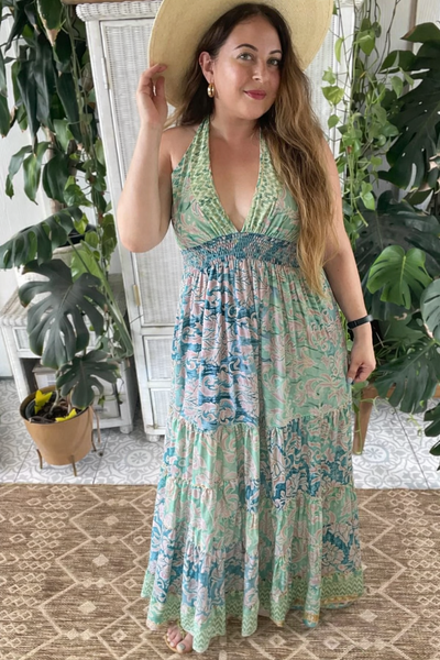 Halter Maxi Silk Dress (pastels)
