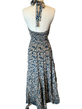 Halter Maxi Silk Dress (navy)