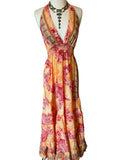 Halter Maxi Silk Dress (multi-color)