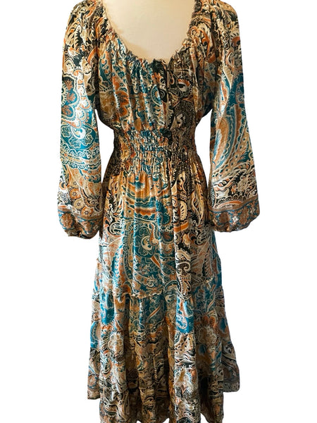 Long Sleeve Bohemian Maxi dress (brown)
