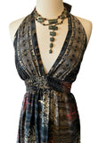 Halter Maxi Silk Dress (black n red)