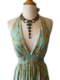 Halter Maxi Silk Dress (aqua)
