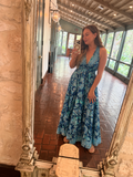 Halter Maxi Silk Dress (blue)