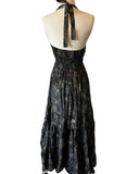 Halter Maxi Silk Dress (black n gold)