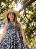 Halter Maxi Silk Dress (navy)