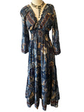 Long Sleeve Bohemian Maxi dress (blue)