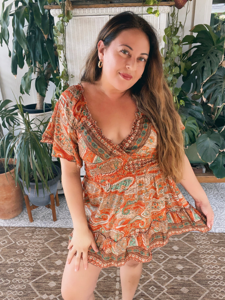 Petite short silk dress (Orange) Petite short silk dress (Orange)