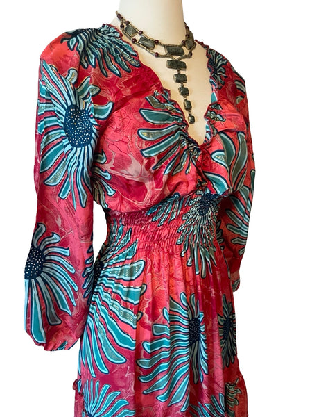 Long Sleeve Bohemian Maxi dress (red)