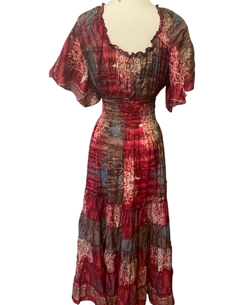 Butterfly sleeve Bohemian Maxi dress (red)