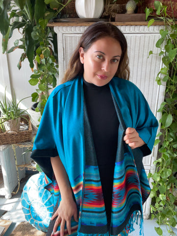 Inca Kimono poncho scarf (turquoise)