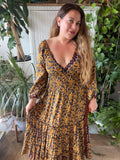 Long Sleeve Bohemian Maxi dress (gold)