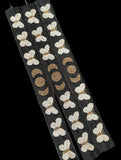 Hand beaded butterfly and moon BELT or HAT BAND (white)