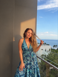 Halter Maxi Silk Dress (blue)