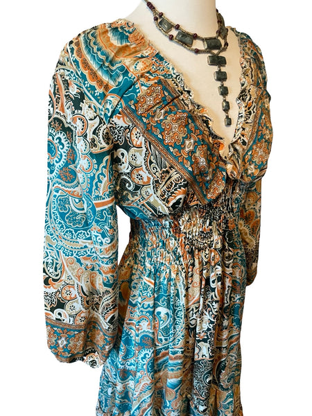 Long Sleeve Bohemian Maxi dress (brown)