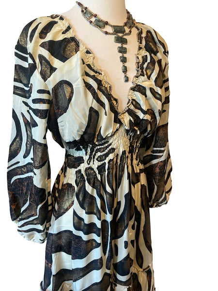 Long Sleeve Bohemian Maxi dress (ivory)