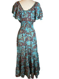 Butterfly sleeve Bohemian Maxi dress (Turquoise )