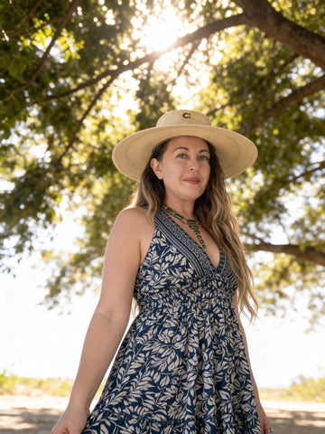 Halter Maxi Silk Dress (navy)