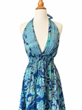 Halter Maxi Silk Dress (blue)