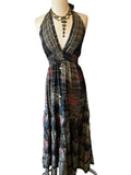 Halter Maxi Silk Dress (black n red)