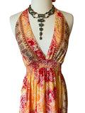 Halter Maxi Silk Dress (multi-color)