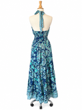 Halter Maxi Silk Dress (blue)