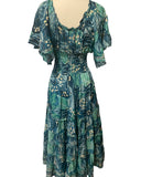 Butterfly sleeve Bohemian Maxi dress (turquoise )