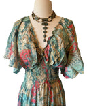 Butterfly sleeve Bohemian Maxi dress (pastel)