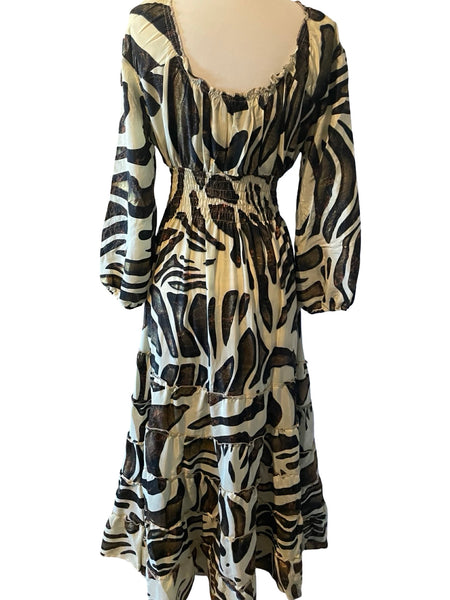 Long Sleeve Bohemian Maxi dress (ivory)