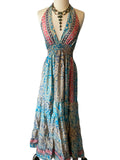 Halter Maxi Silk Dress (blue)