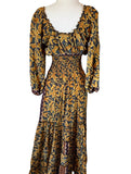 Long Sleeve Bohemian Maxi dress (gold)