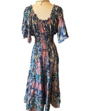Butterfly sleeve Bohemian Maxi dress (blue n pink)