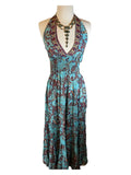 Halter Maxi Silk Dress (turquoise)