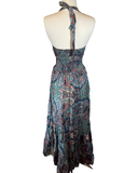 Halter Maxi Silk Dress (navy)