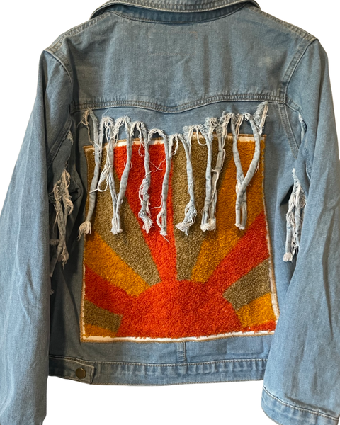 Embellished fringe denim sunset jacket