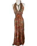 Halter Maxi Silk Dress (orange )