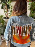 Embellished fringe denim sunset jacket