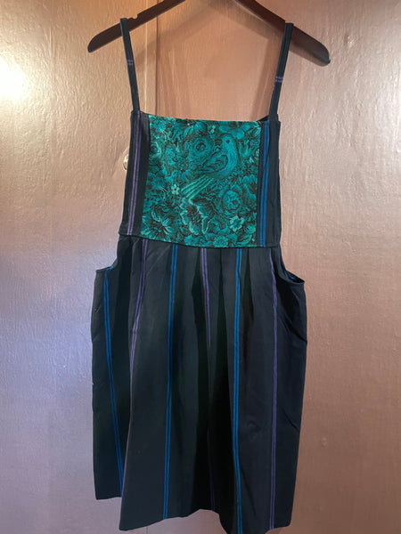 Woven indigo overall dress