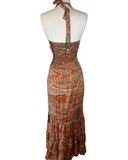 Halter Maxi Silk Dress (orange )