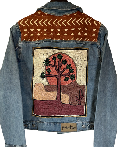 Hand Beaded Joshua Tree Desert Denim Jacket