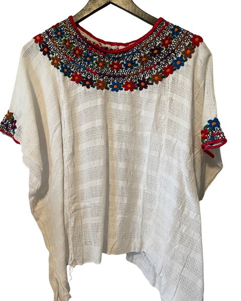 Woven embroidered top (white )