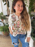 Hand embroidered Cotton Blouse (Pastels)