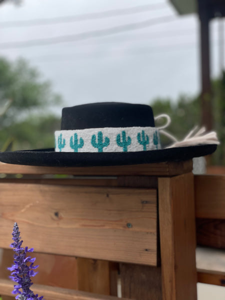 Hand beaded hat band or belt (cactus)