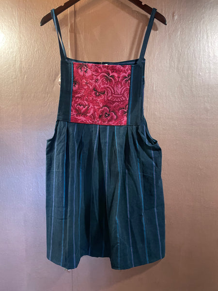 Woven indigo overall dress