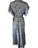 Gold Inlay Silk Wrap dress (Purple -Blue)