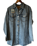 Chenille Evil eye embroidered denim dress or jacket