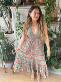 Halter Maxi Silk Dress (brick red)
