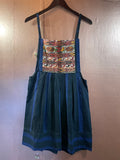 Woven indigo overall dress